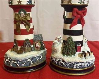 Danbury Mint Lighthouses Of Christmas Candlesticks