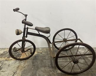 antique iron and wood childerns tricycle