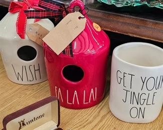 RAE DUNN BIRD HOUSES AND MUG