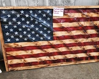 HANDMADE WOODEN AMERICAN FLAG 33X20