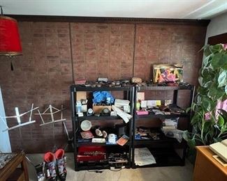 Music stands and instruments, MidMod light fixture, ski boots, etc.