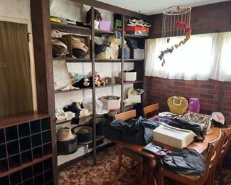 1940s through 1960s hats in original hatboxes, assorted bags