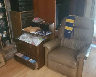 Recliner/stereo system/vintage chest