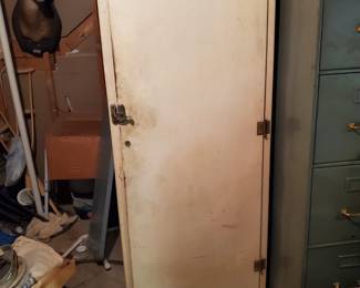 Vintage metal supply cabinet
Approx 6' tall x 2' wide