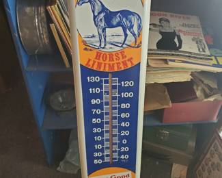 Dr. Barker's horse liniment 3.5' tall temp gage
