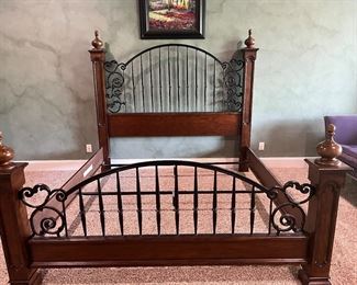 King bed with wood and metal