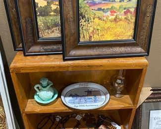 Wooden bookcase and decor