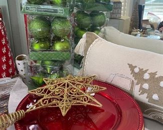 Chargers and Christmas decor