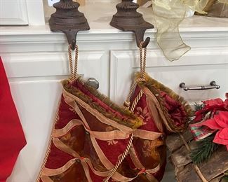 Stockings, stocking hangers and a matching tree skirt