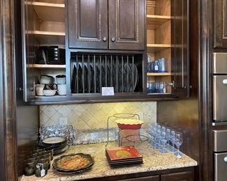 Dishes and glass ware, pie holder and decor dishes