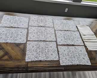 27.)  Edwardian Italian Milanese set of 8 placemats with napkins.  Excellent condition.  $225.00
