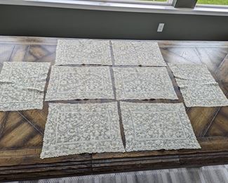 26.)  ca 1900 Edwardian Italian Milanese Place mats with napkins.  Set of 8.  Light discoloration.  $175.00  