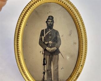 RARE Civil War Soldier Tintype Clock Pendulum