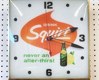 1960s DRINK SQUIRT Pam Advertising Clock RUNS!