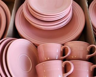 Huge collection of FIESTAWARE dishes in the rose color made from 1986-2005.