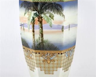 13" Antique Morimura Nippon Sailboats Vase Japan