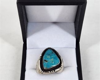 Silver & turquoise mens ring