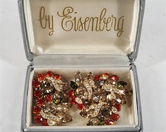 Eisenberg colored brooch and earrings