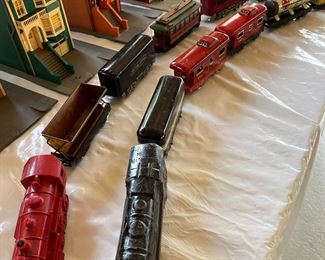 Vintage pressed steel railroad trains