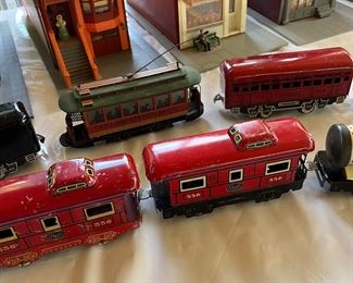 Vintage pressed steel railroad trains