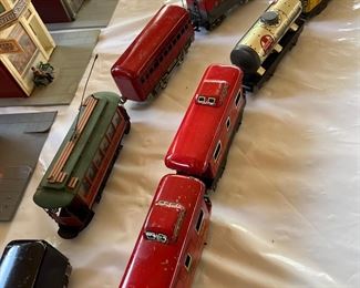 Vintage pressed steel railroad trains