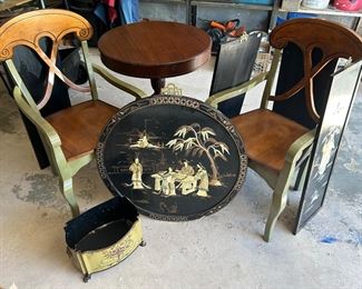 Vintage Asian Panels with Detailed Vertical and Circular Panels