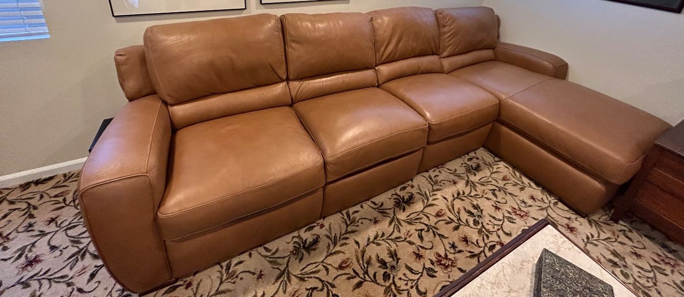 Genuine Natucci leather sectional. w/ chaise !Very In Color!
