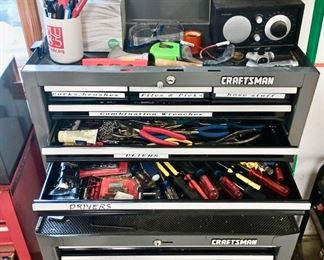 Craftsman Black Double Stack Tool Box, Assortment of Screwdriver & Pliers