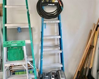 Trades Pro Twin Stack Air Compressor, Assortment of Ladders