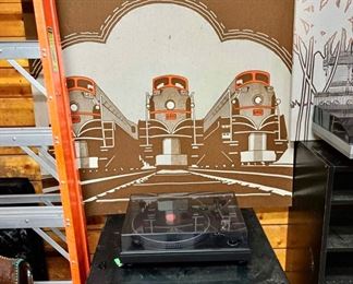 Mid Century Print of Trains