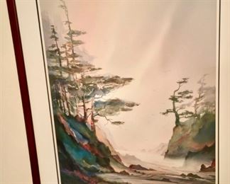 Beach Sunset Watercolor Print by John C. Ebner