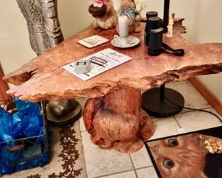Burl Wood Slab Side Table