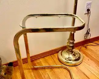 Brass with Glass Top Side Table
