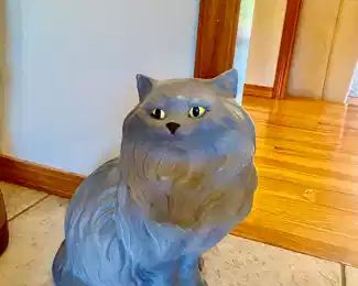 Ceramic Gray Cat Statue
