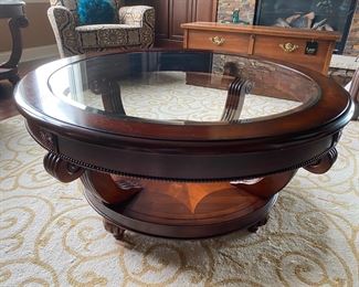 Round glass top coffee table