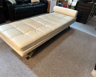 multi - purpose white leather fainting/lounging couch