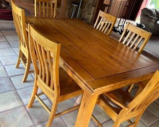 Heavy Solid wood Table with 6 chairs - 
$500
72” x 44” Closed 
108” opened 