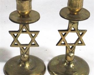 15 - Pair of Brass Candle Holders 5.5" tall
