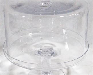 35 - Glass Cake Stand w/ Dome Lid 12" x 10"
