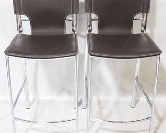 86 - Pair of chrome counter chairs 36" x 16" x 16" - seat height 25.5"
