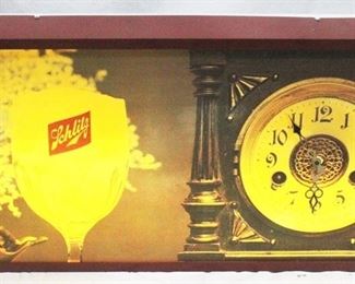 116 - 1976 Schlitz Lighted Clock Sign (Works) 36" x 15" x 5"
