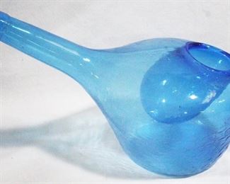 118 - Blue Glass Tilted Bottle, 13" long
