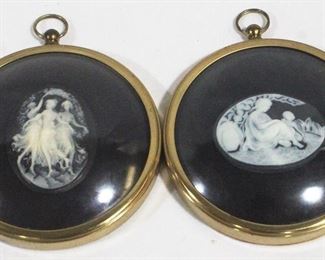 132 - Pair of Peter Bates Mini Cameos, 3.25" round
