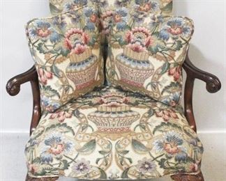 145 - Chippenale Arm Chair w/ 2 Pillows 24" x 32" x 42" Nice upholstery
