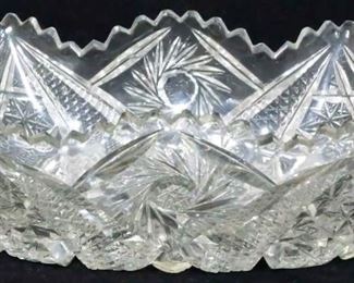 156x - Cut Glass Oval Bowl - 3" x 11.5" x 5.5"
