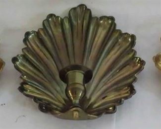 186 - 3 Mottahedeh brass wall candle sconces 7" x 7"
