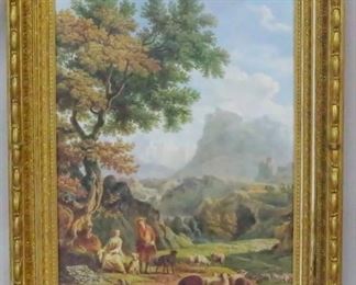 332 - The Alpine Shepherdess in gilded frame 40 x 30 aft. Vernet
