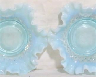 507 - 2 Fenton opalescent blue hobnail 5.5" bowls 2" tall
