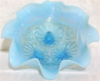 506 - Northwood Jefferson blue opalescent bowl 3 x 8.5
