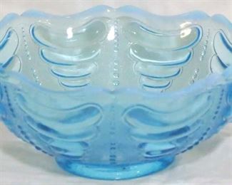 508 - Blue opalescent double handle sm bowl 3 x 6
